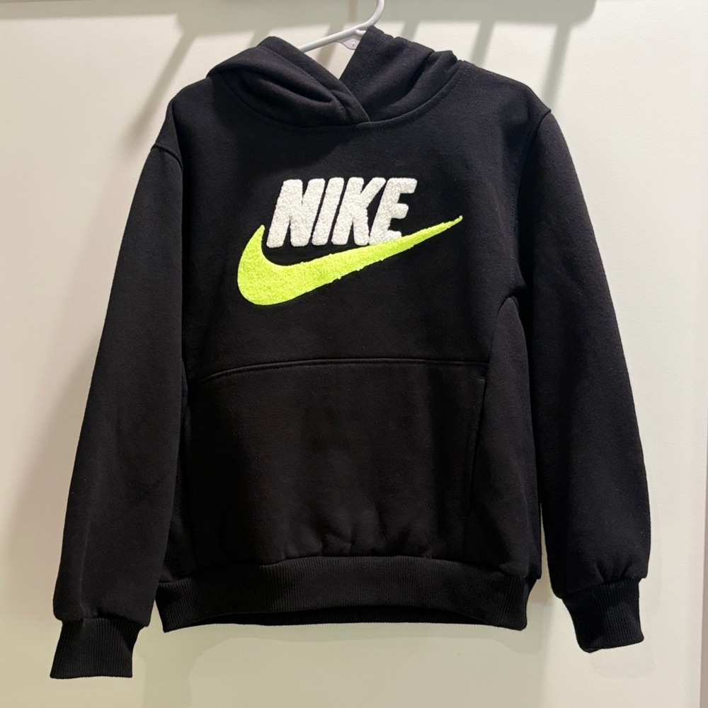 Nike Black Hoodie with Neon Green Swoosh